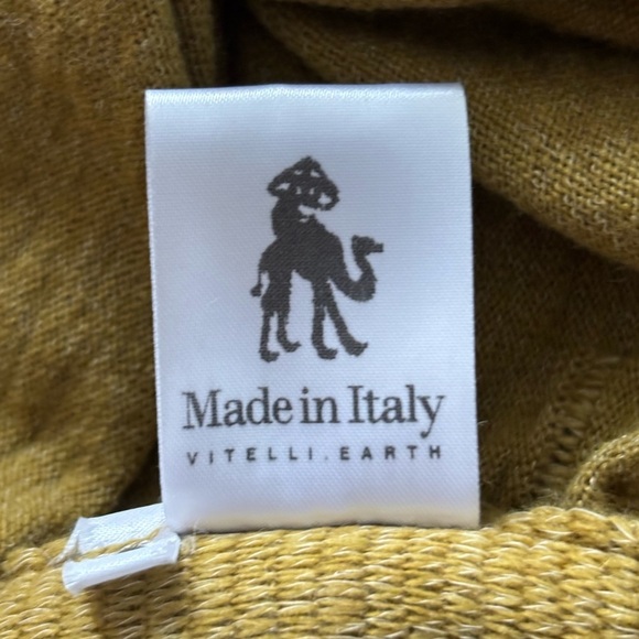 NWOT Vitelli Italy Sz 3 Sz XS Green Cashmere Blend Turtleneck Brown Fluffy Muff - Picture 10 of 10